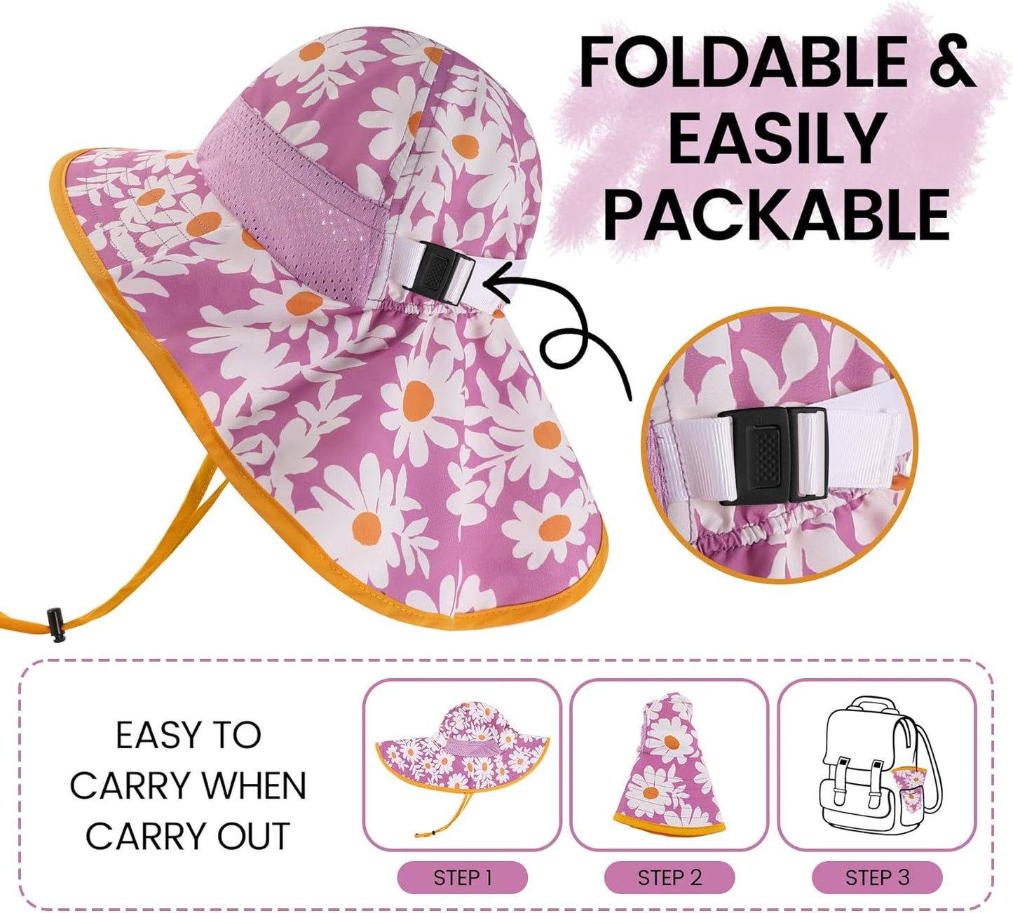 Baby Sun Hat with Neck Flap for Sun Protection Toddler Beach Hat UPF 50+ Outdoors 0-6 Years Boys Girls