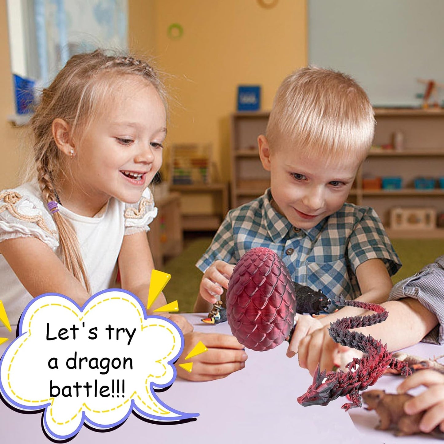 Cessfle 3D Printed Dragon in Egg, Crystal Dragon Eggs with Dragon Inside, Full Articulated Dragon Eggs 3D Dragon Toys, Mystery Dragon Egg for House of Dragon, 3D Printed Animals Fidget Toys