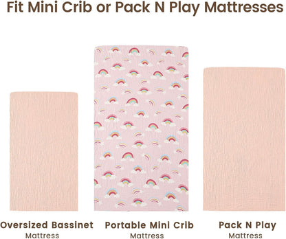 david's kids Muslin Mini Crib Sheets, 2 Pack Cotton Pack N Play Sheets for Boys Girls Neutral, Soft