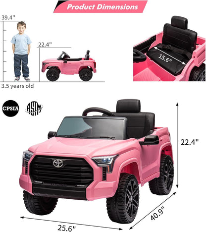 Electric Car for Kids, Licensed Toyota Tundra 12V Electric Truck, Off-Road Kids Car w/Remote, Spring Suspension & 3 Speeds, LED Headlights, Ride-On Toys for Boys/Girls