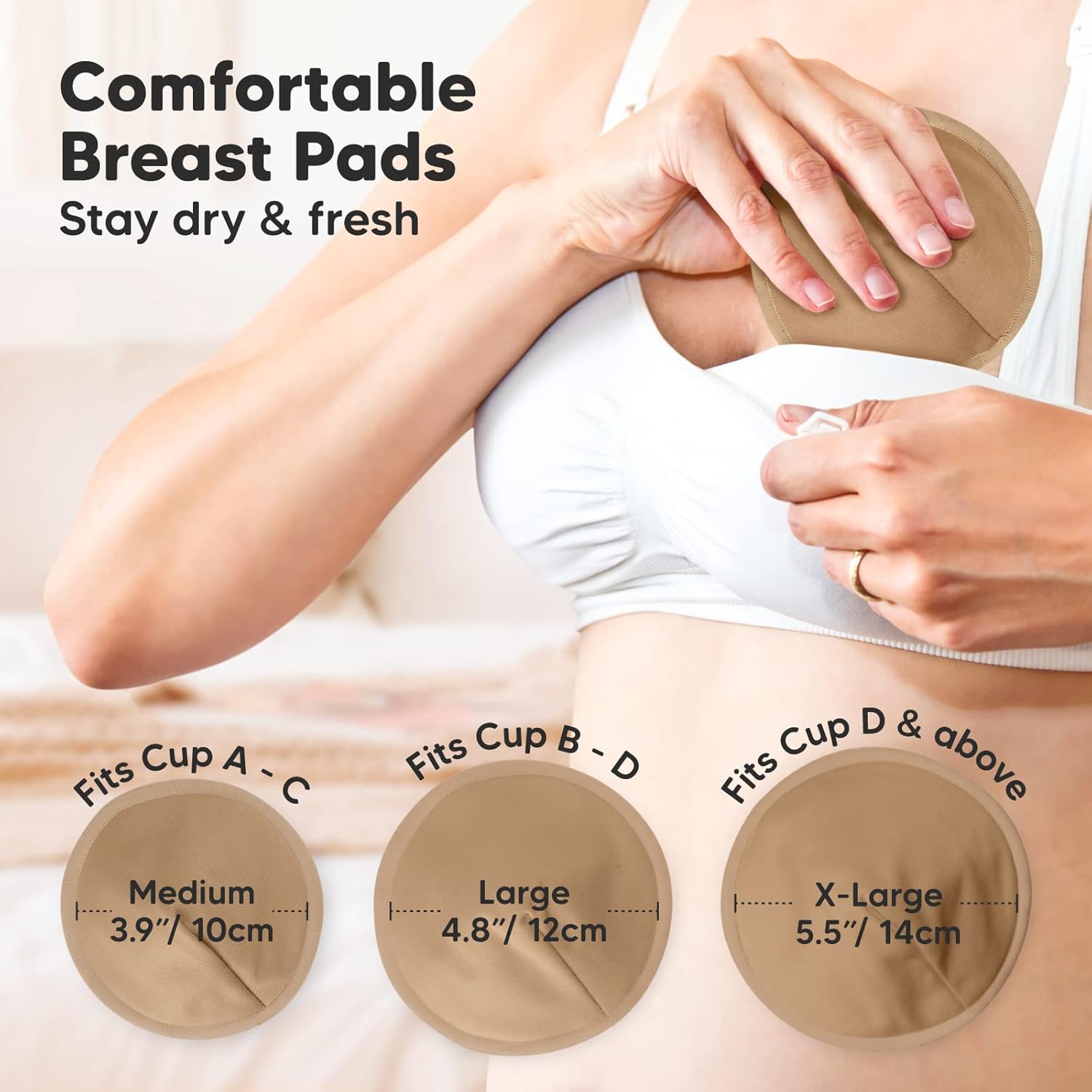 Organic Nursing Pads - 14 Washable Viscose Derived from Bamboo Breastfeeding Pads, Wash Bag
