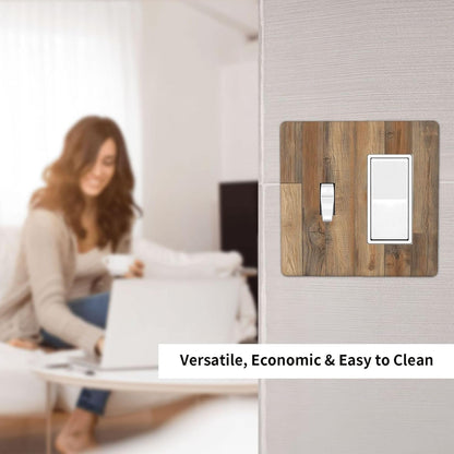 Outlet Covers Retro Rustic Brown Wood Grain 1 Toggle 1 Rocker Combination Decorative Wall Plate