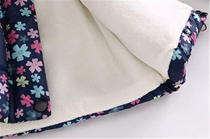 Miss Bei Girl's Winter Coat Jacket Hooded Kids Toddler Flower Print Parka Outwear Warm Cotton Puffer Hooded Jacket