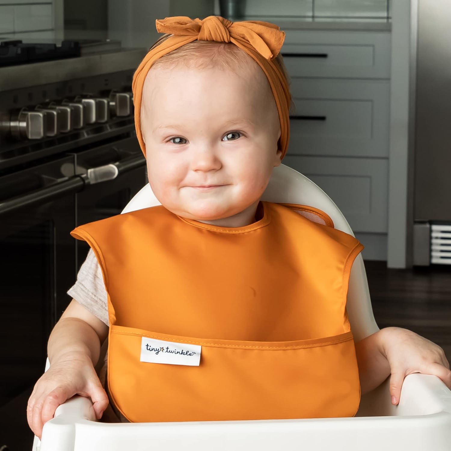 Tiny Twinkle Mess Proof Baby Bibs for Eating - Waterproof, Wipeable Bibs - Toddler Bibs - Travel