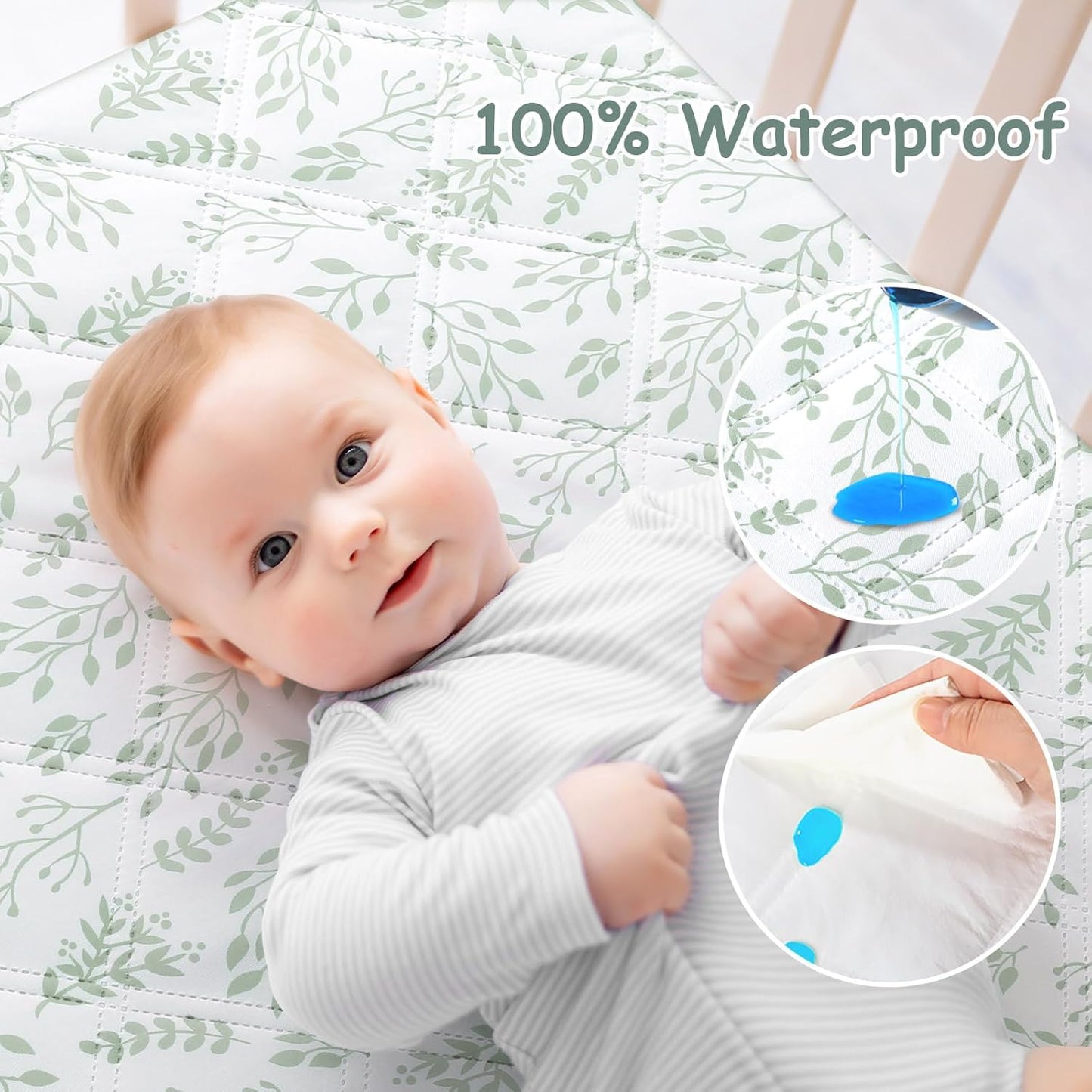 Yoofoss Waterproof Crib Mattress Protector 2 Pack, Quilted Crib Mattress Pad Cover Ultra Soft and