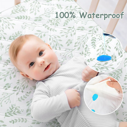 Yoofoss Waterproof Crib Mattress Protector 2 Pack, Quilted Crib Mattress Pad Cover Ultra Soft and
