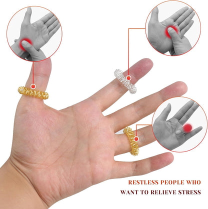 12 Pcs Fidget Rings Acupressure Rings Sensory Rings Trichotillomania Fidget Toys Stress Relief Toys Set Sensory Fidget Massager Ring for Fingers Stress Anxiety Relief(Silver and Gold)