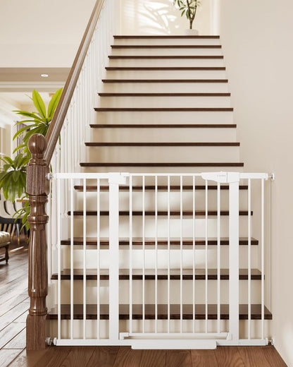 Cumbor 36" Extra Tall Baby Gate for Stairs, 29.7-48" Wide Dog Gates for Doorways, Auto Close Safety Gate for Babies and Pets, Easy Install, Pressure Mounted, Fits Doorways, Stairs, Entryways, White