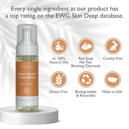 SoCal Suds & Company - Organic Foaming Baby Wash & Shampoo - Gentle Cleansing Newborn Body & Hair