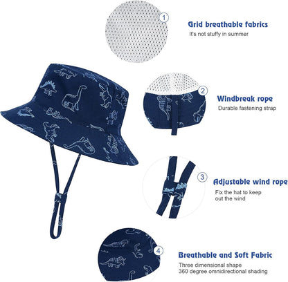 Durio Baby Bucket Sun Hat Toddler Hats Summer Beach Hat UPF 50+ Sun Protection Bucket Hats for Kids Baby Boy Girl Gifts 2Pack