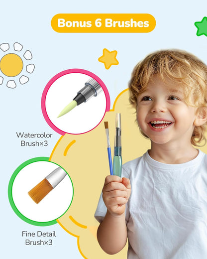 TECJOE 3 Pack Paint With Water Coloring Books for Toddlers, Watercolor Paint Set with 6 Brushes, Painting Activity for Kids Ages 4 5 6 7 8, Christmas Gift arts & Crafts Toy, Dinosaurs, Forest & Sea