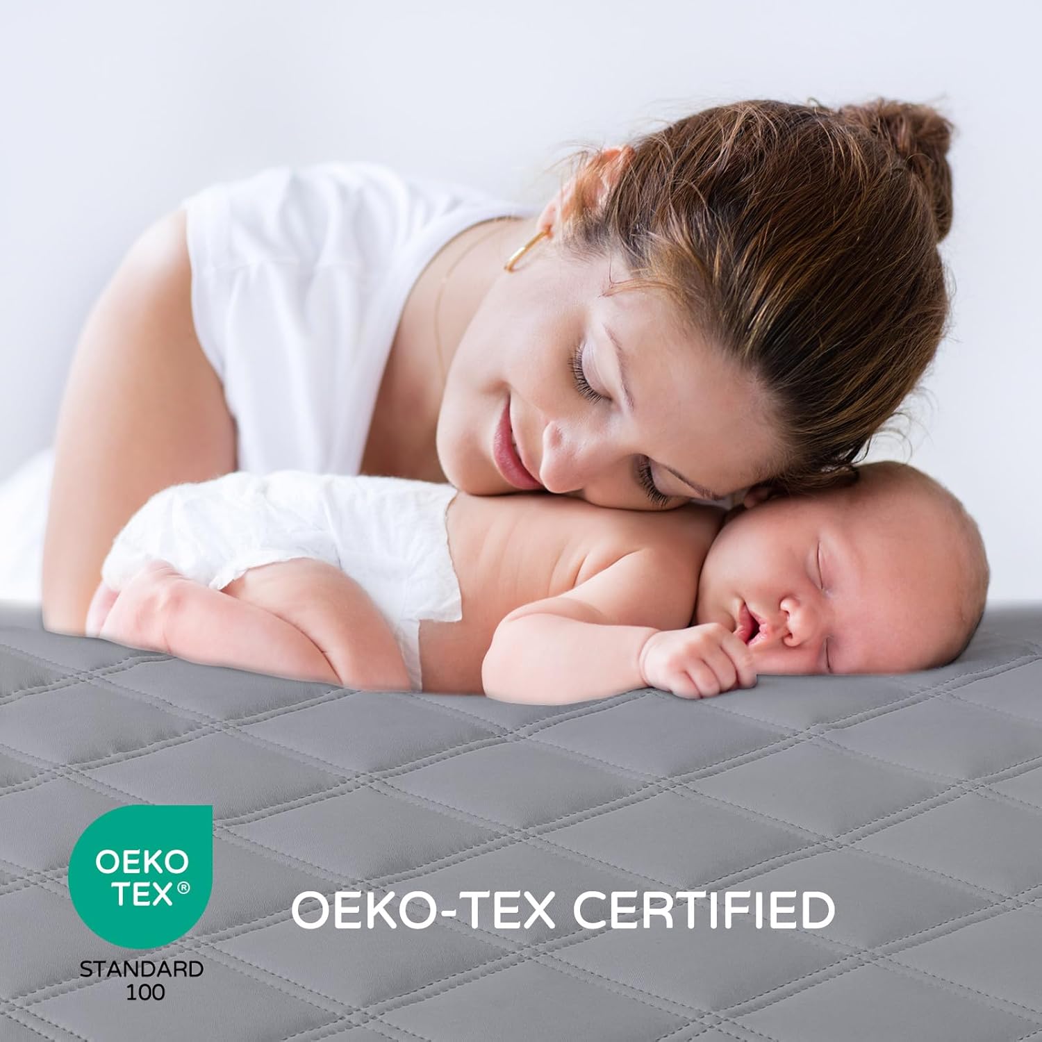 Yoofoss Waterproof Crib Mattress Protector 2 Pack, Quilted Crib Mattress Pad Cover Ultra Soft and