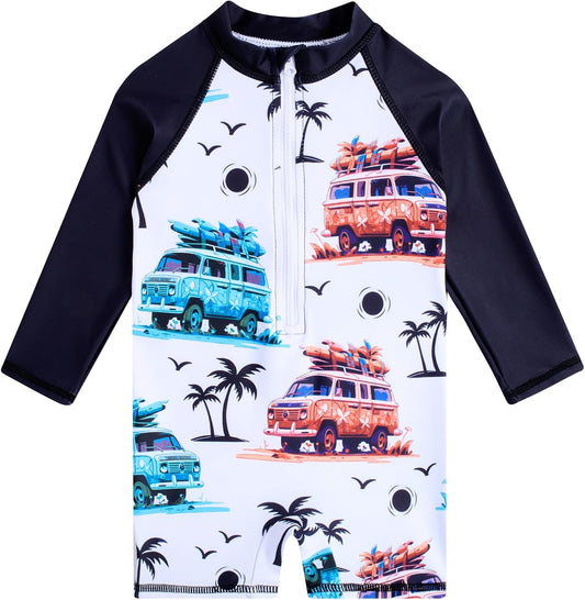 Funnycokid Baby Swimsuit Boy Toddler Bathing Suit Rash Guard UPF 50+ Swimwear 6 Months-4T