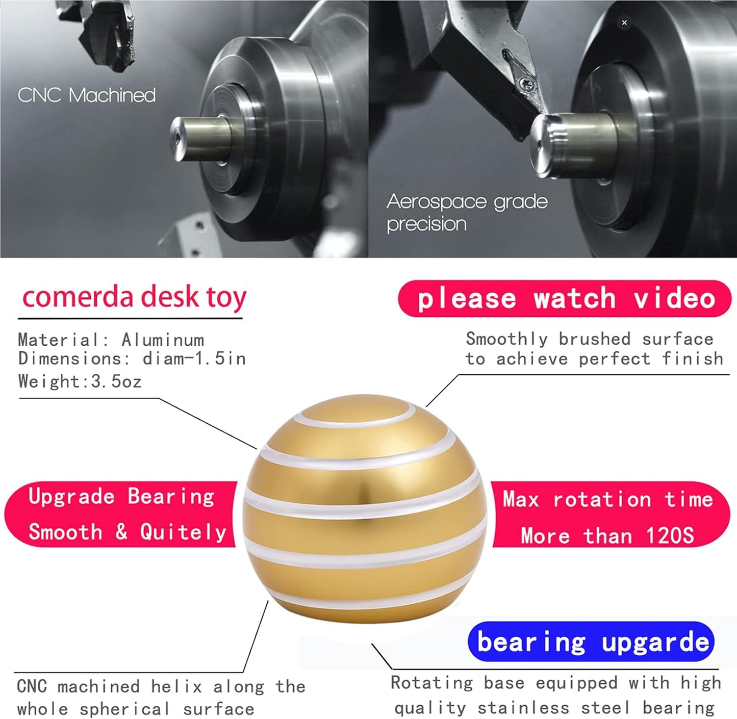 Desk-Fidget-Toys for Kinetic-Toy: Cool-Gadgets Cool-Stuff for Adults Kids Teens, Spinning Up to 180 Seconds, Stress Relief Toy for Christmas Optical-Illusion Gift for Office School Home Women Men