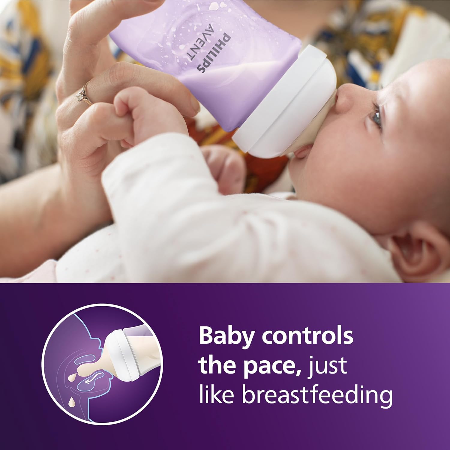 Philips Avent Natural Baby Bottles with Natural Response Nipples (Medium Flow, Flow 3), 9oz