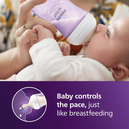 Philips Avent Natural Baby Bottles with Natural Response Nipples (Medium Flow, Flow 3), 9oz