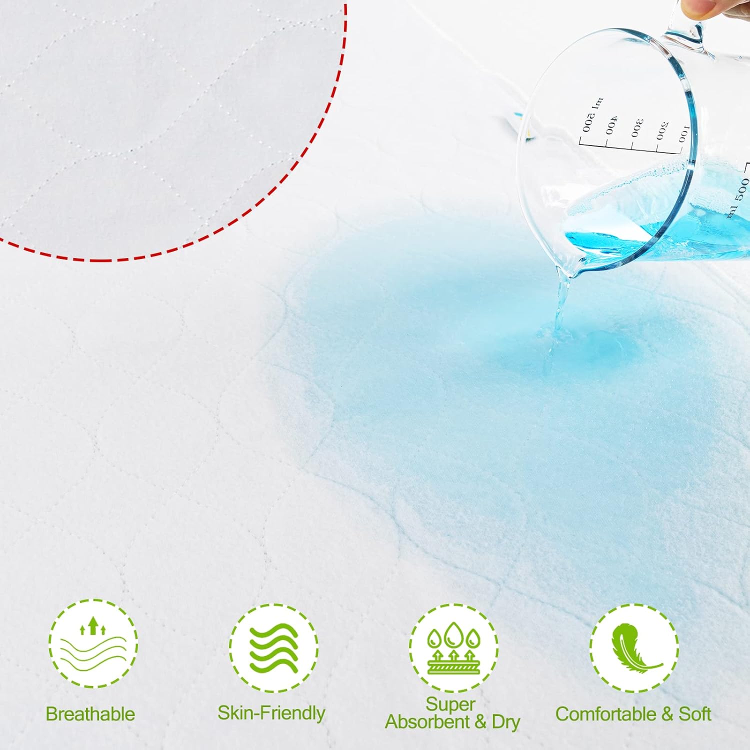 Bamuho Bed Pads for Incontinence Washable with 4 Layers of Protection, Waterproof Bed Pads Large 2