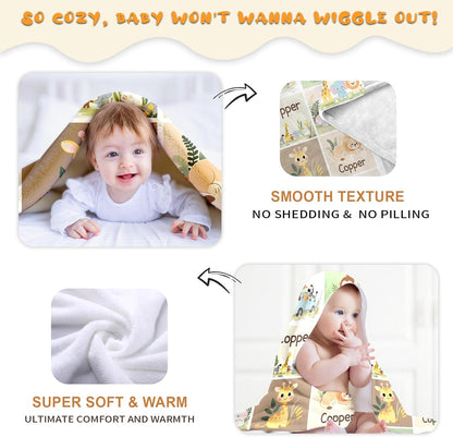 Ship Next Day, Personalized Baby Blanket – Printed in USA, Custom Baby Blanket for Boys & Girls