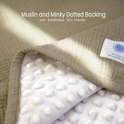 lulumoon Baby Blanket for Newborn Receiving: Minky Dot & Muslin Lightweight - Thermal Blanket Gift