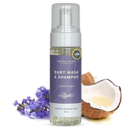 SoCal Suds & Company 2-in-1 Organic Foaming Shampoo & Body Wash - Gentle Botanical Baby Wash for