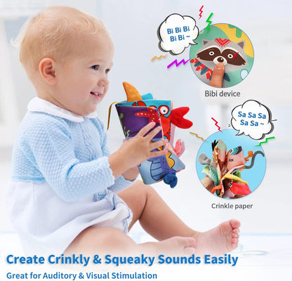 BARMACO Baby Soft Books, Touch and Feel Crinkle Cloth Books for Babies, Infants & Toddlers, Learning Toys Gifts for Boys & Girls, Early Development Interactive Sensory Toys, Ocean Animal Tails Books
