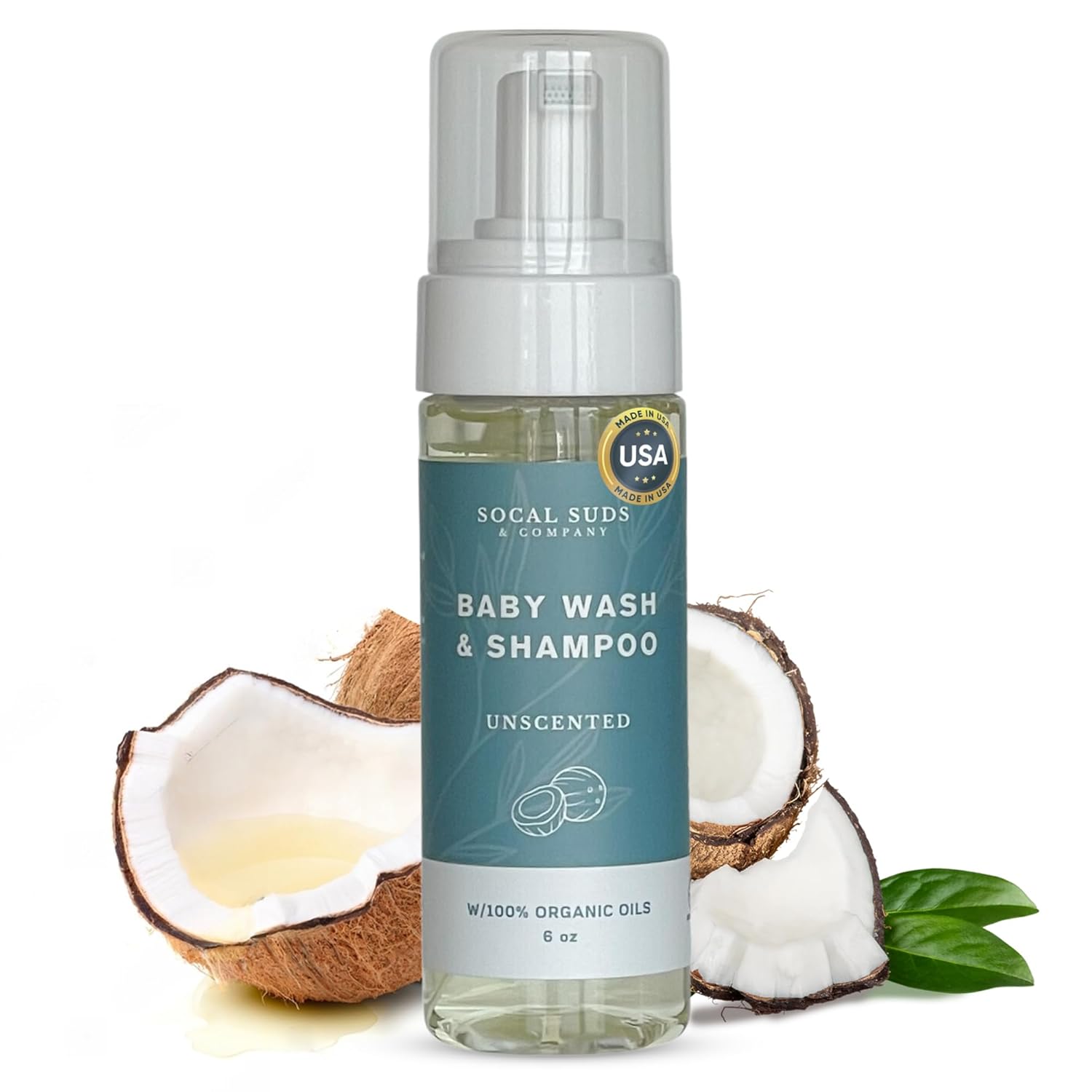 SoCal Suds & Company Gentle Botanical Baby Wash for Sensitive Skin - 2-in-1 Organic Foaming Shampoo