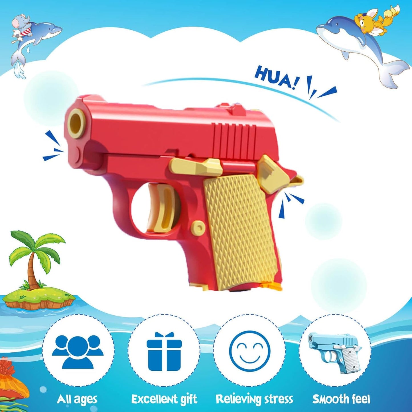 Fidget Toys Pistol, 3D Gravity Mini 1911 Fidget Pistol Toys,Fidget Sensory Toys,Stress Relief for