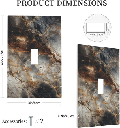 Brown Marble Granite Golden Lines Print Decorative Light Switch Cover 1 Gang Single Toggle Device Electrical Faceplate Switchplates Decorator Outlet Wall Plate for Bathroom Kitchen Decor