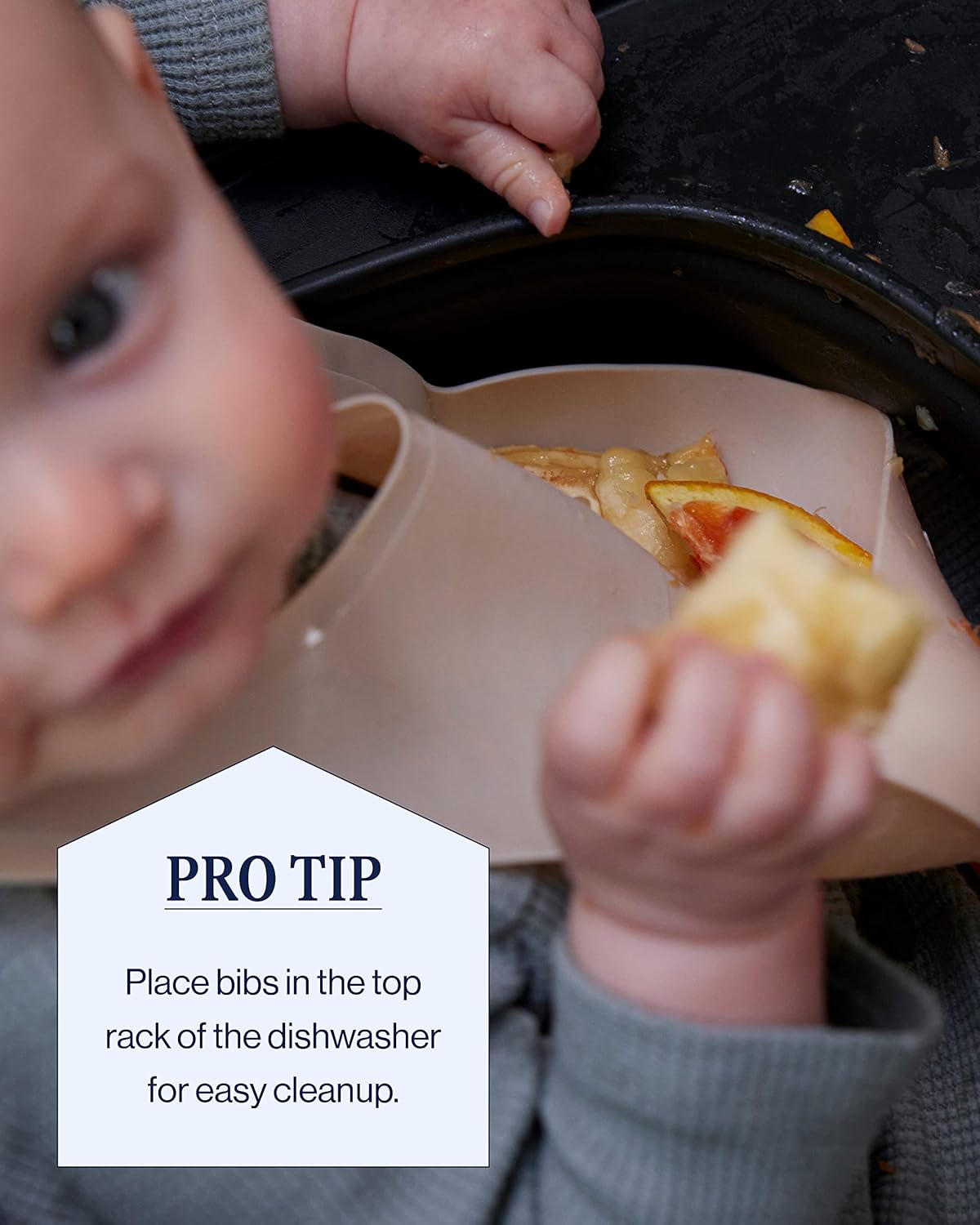 Lalo The Bib - Waterproof, Non-Toxic Silicone Baby Bib with Adjustable Neck Band & Silicone Food
