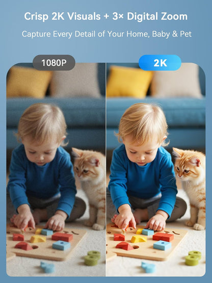 Outinput Indoor Security Camera 2K WiFi Cam丨Home Security, Baby Monitor, Pet Camera丨Smartphone Control, Instant Alert, Motion Detect, Night Vision, Cloud&Local Storage, Share to Family