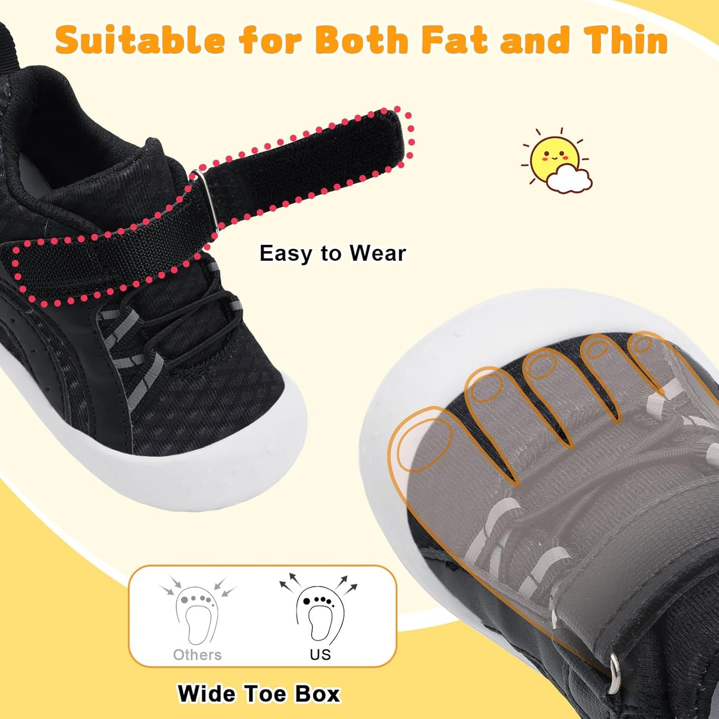 FEETCITY Wide Baby Shoes Boys Girls Baby Barefoot Shoes Breathable Infant Walking Shoe Crib Sock Shoe Toddler Sneakers Flexible
