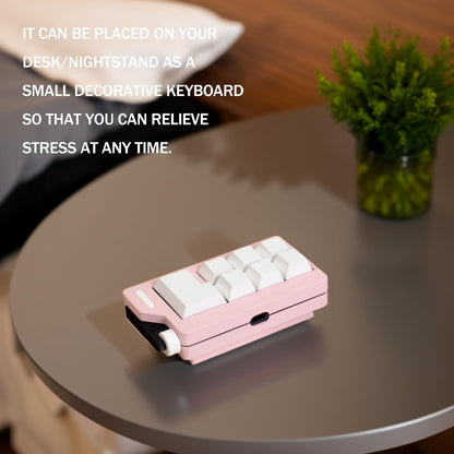 Keyboard Fidget Toys for Adults 3D Printing Keyboard Clicker Fidget Sensory Fun Toys with Keycaps Switch for Anxiety Decompression (Pink)