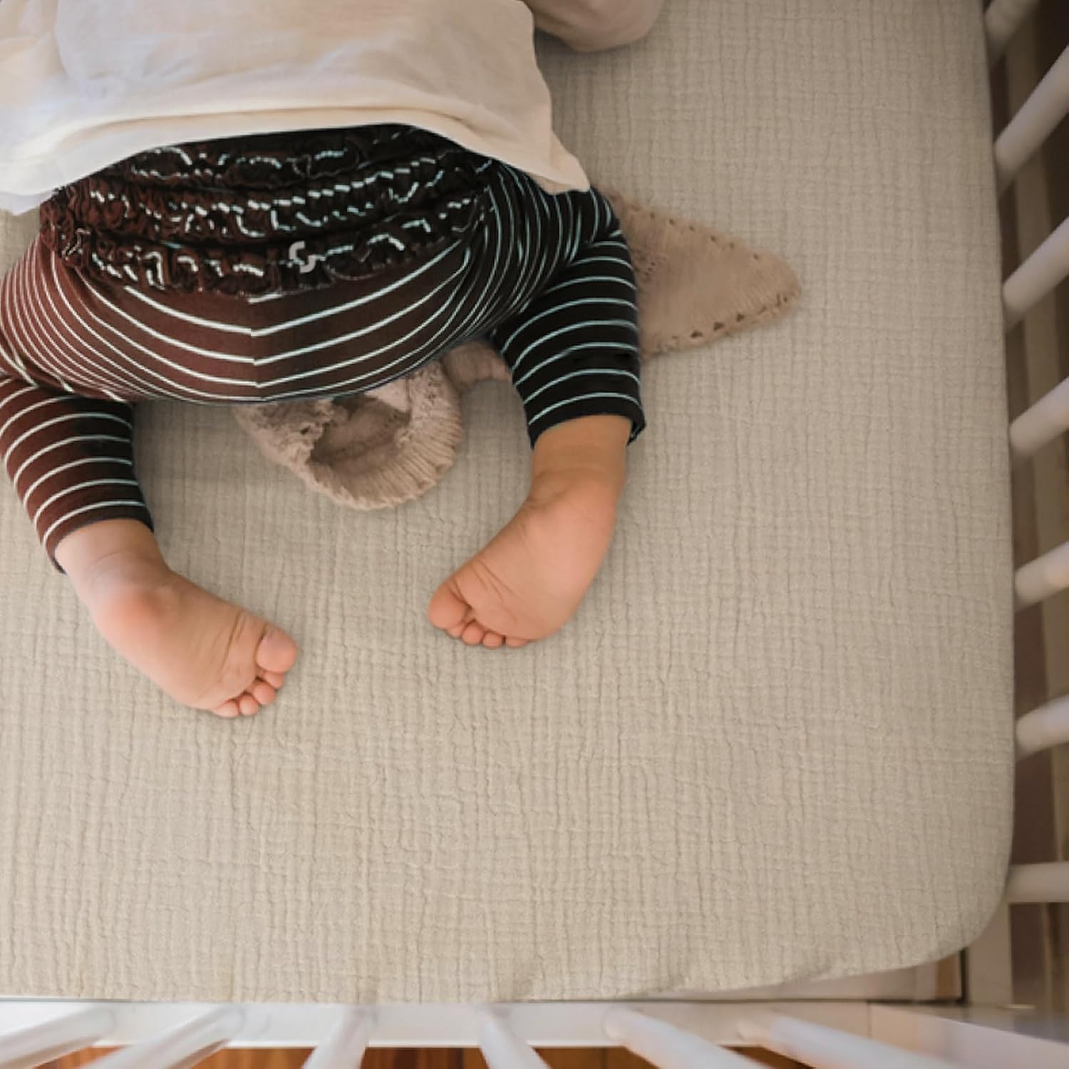lulumoon Mini Crib Sheets Muslin: Soft Cotton Fitted Mini Crib Mattress Sheets for Boys and Girls