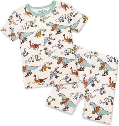 Bamboo Viscose Toddler Animal Pajamas Boys Girls Kids Cool Short Summer 12M-8Y Snug fit Pjs Set 2pcs