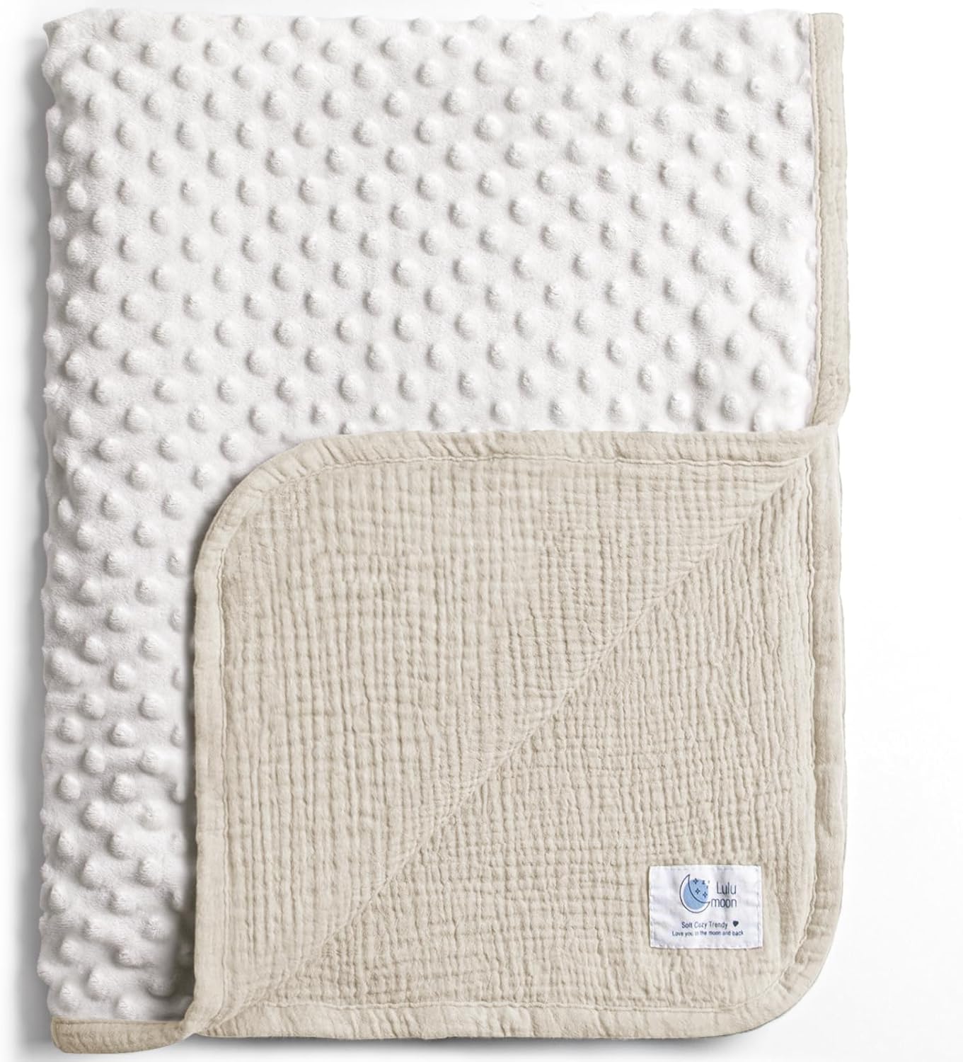 lulumoon Baby Blanket for Newborn Receiving: Minky Dot & Muslin Lightweight - Thermal Blanket Gift