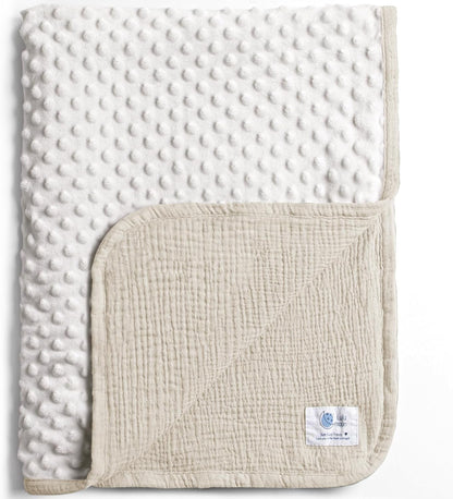 lulumoon Baby Blanket for Newborn Receiving: Minky Dot & Muslin Lightweight - Thermal Blanket Gift