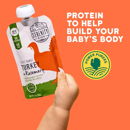Serenity Kids 6+ Month Baby Food Puree Pouches with Ethically Sourced Meat & Organic Veggies - 3.5