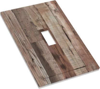Decorative Switch Covers Plate Retro Wood Plank Vintaga Wooden Board 1 Gang Wall Plate Unique Single Toggle Wall Cover Plate Jumbo Electrical Light Switch Plate Faceplate for Home Decor
