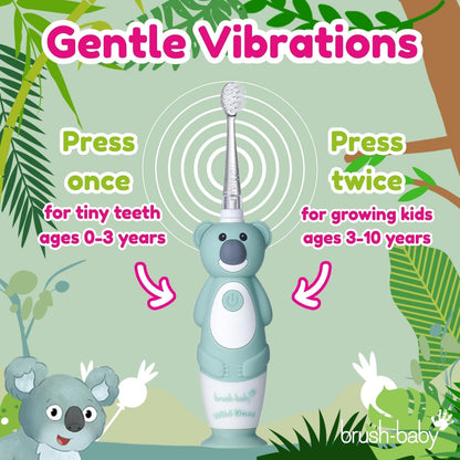brush-baby WildOnes™ Rechargeable Kids Electric Toothbrush – Koala | Flashing Lights, 2-Min Timer