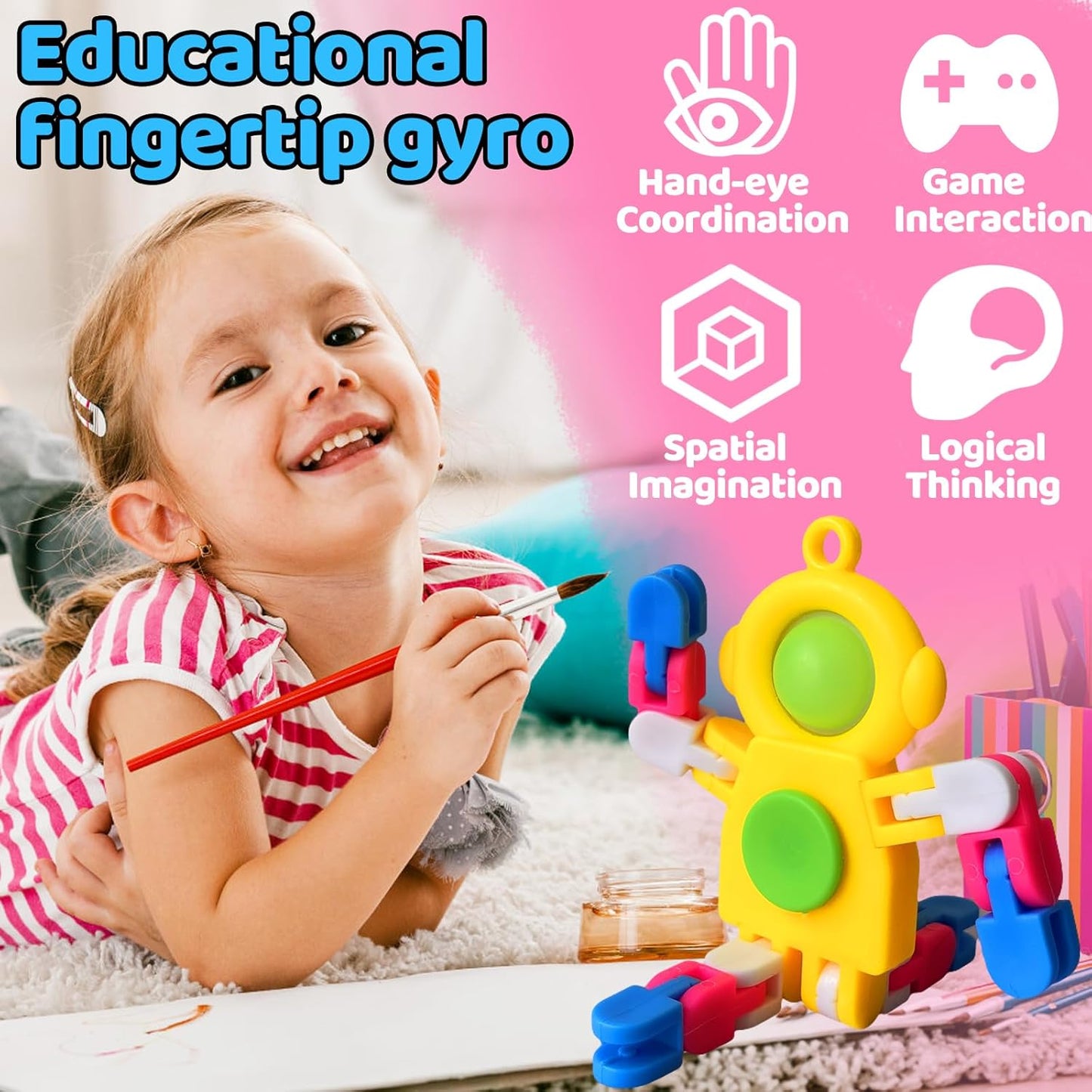 20 PCS Fidget Sensory Spinner Toys,Astronaut Key Chain Fingertip Toy,Transformable Fingertip Gyro Toy for Kids Adults,Stress Relief,Birthday Party Gift,Classroom Prizes