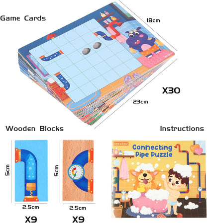 Logical Puzzle,Sequence Matching Game,with Game Cards（30 Scenes）,Classic Path Planning Game,STEM Educational Toys,Family Game,Logic Labyrinth Games for Adults and Kids(2 Puzzles).