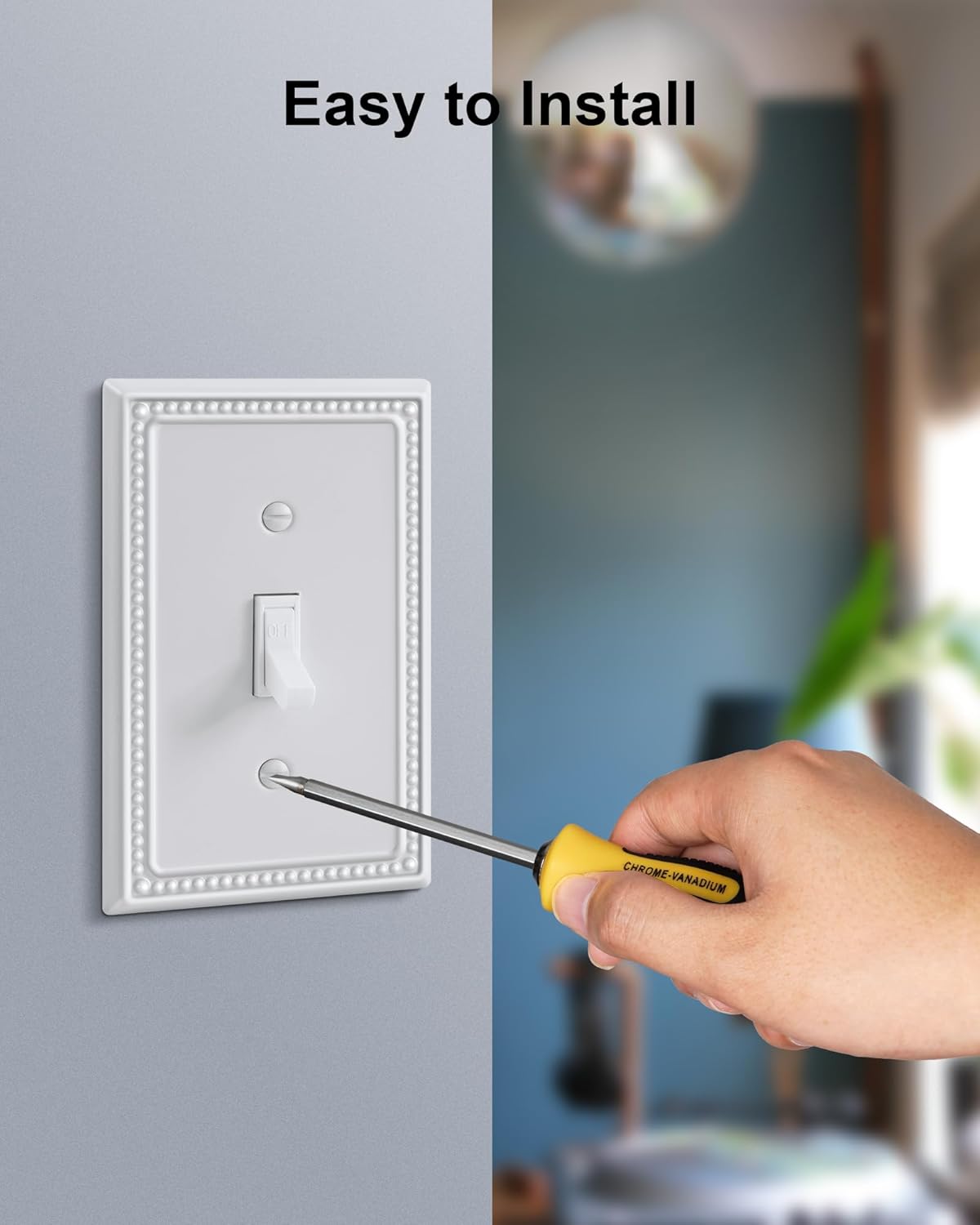 6-Pack Single Toggle Light Switch Cover Plate, Pearls Decorative Switch Plate Covers, Pure White 1