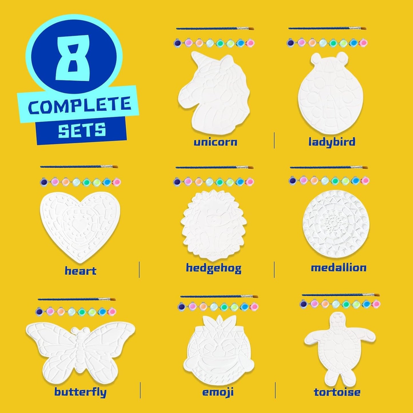 EggSun 8Pcs Stepping Stones Painting Craft Kit for Kids 4 8 6, DIY Garden Stones Outdoor Paint Your Own Ceramic Unicorn Arts and Crafts for Boys Girls Ages 4 7 9 10 12 Birthday Gifts