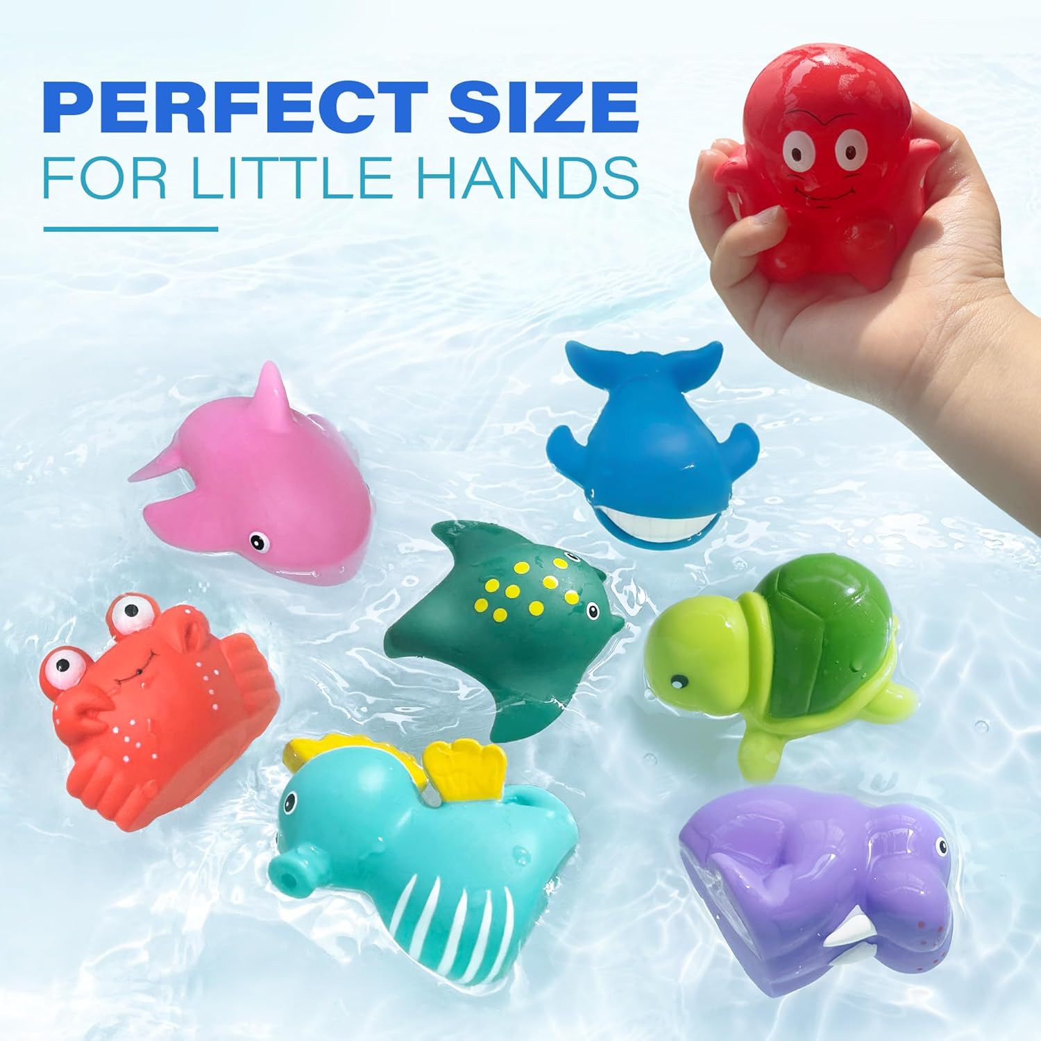 LotFancy Bath Toy, 8PCS Mold Free Bath Toys for Kids Ages 1-3, No Holes Baby Bath Toys for Toddlers