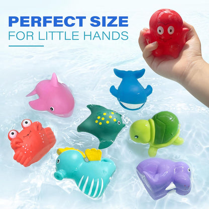 LotFancy Bath Toy, 8PCS Mold Free Bath Toys for Kids Ages 1-3, No Holes Baby Bath Toys for Toddlers