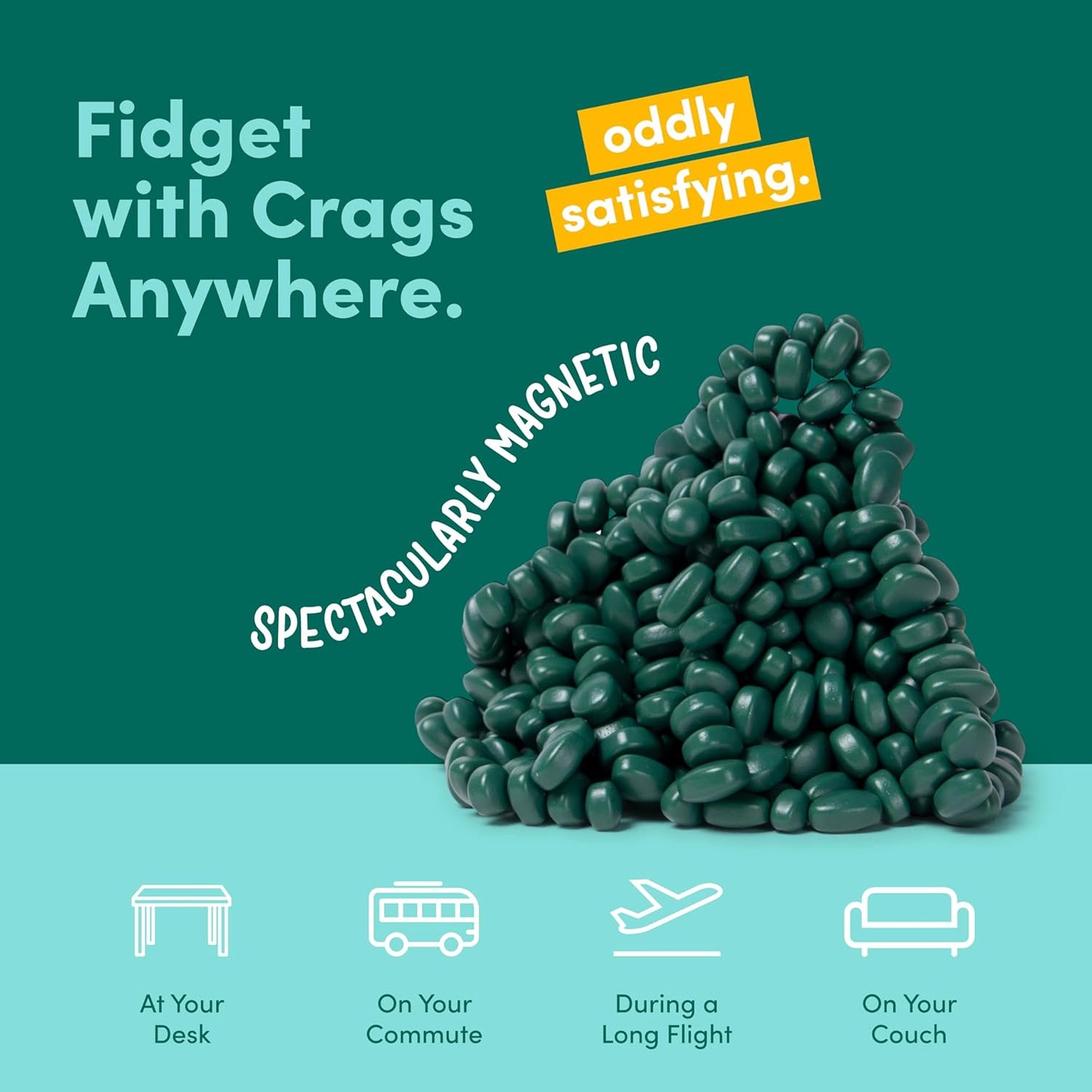 Speks Crags Ferrite Putty, Over 500 Ferrite Stones in a Metal Tin, Seriously Satisfying Fidget Toys for Adults and Desk Toys for Office, Matte Jade, Medium