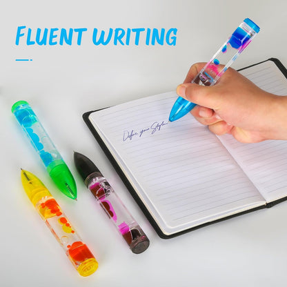 Liquid Motion Bubbler Pens Pack of 4 Colorful Liquid Timer Pens Great for Stress and Anxiety Relief Fascinating Fidget Toys for Everyone