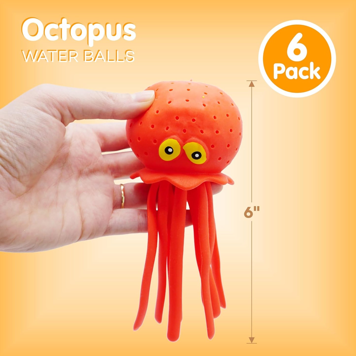 4E's Novelty Octopus Water Balls - Pack of 6 - Pool Toys for Kids Sensory Absorbent Water Splash
