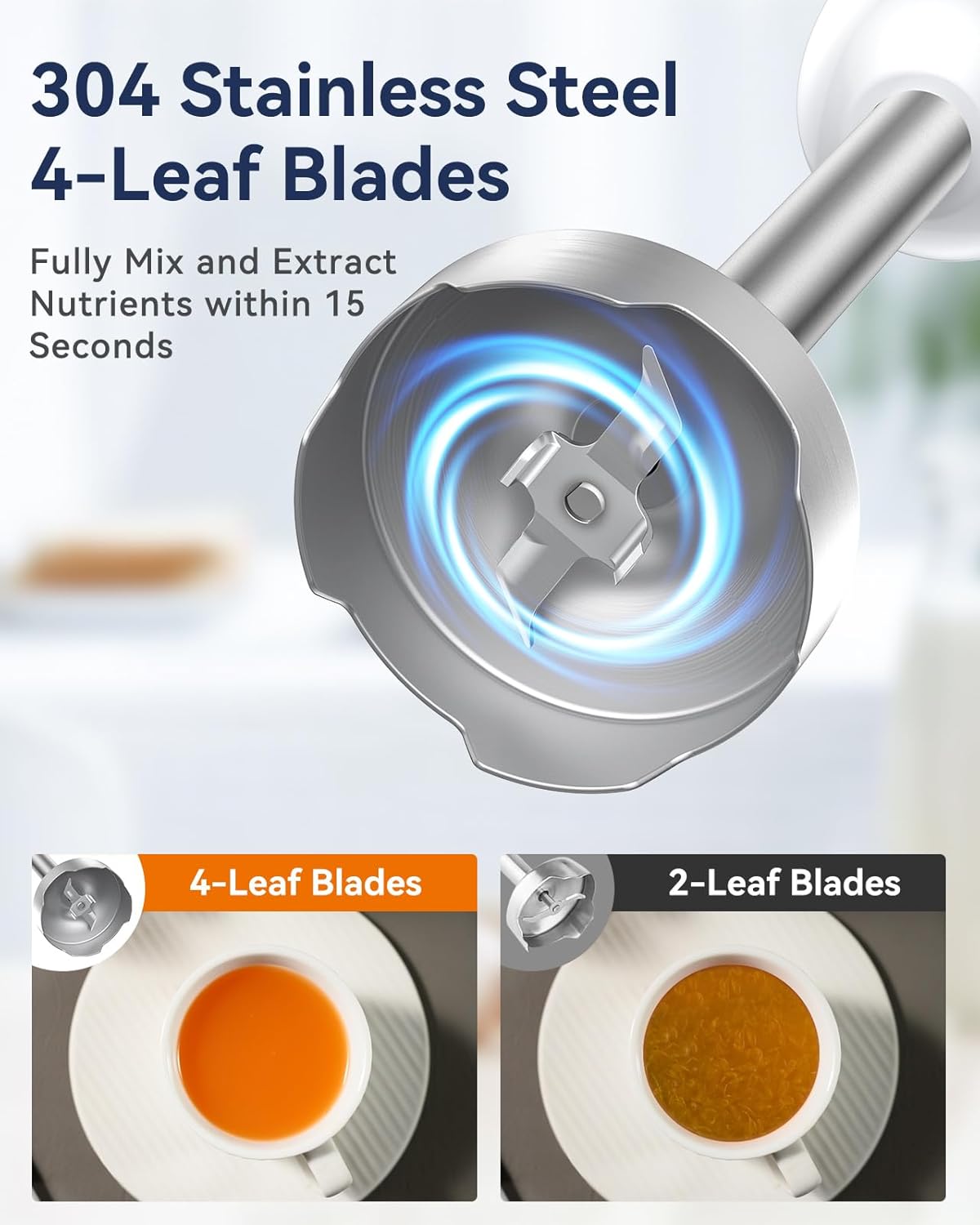 Immersion Blender Handheld 1000W 5 in 1 Corded Stick Hand Blender Kitchen with 12 Speed, BPA-Free