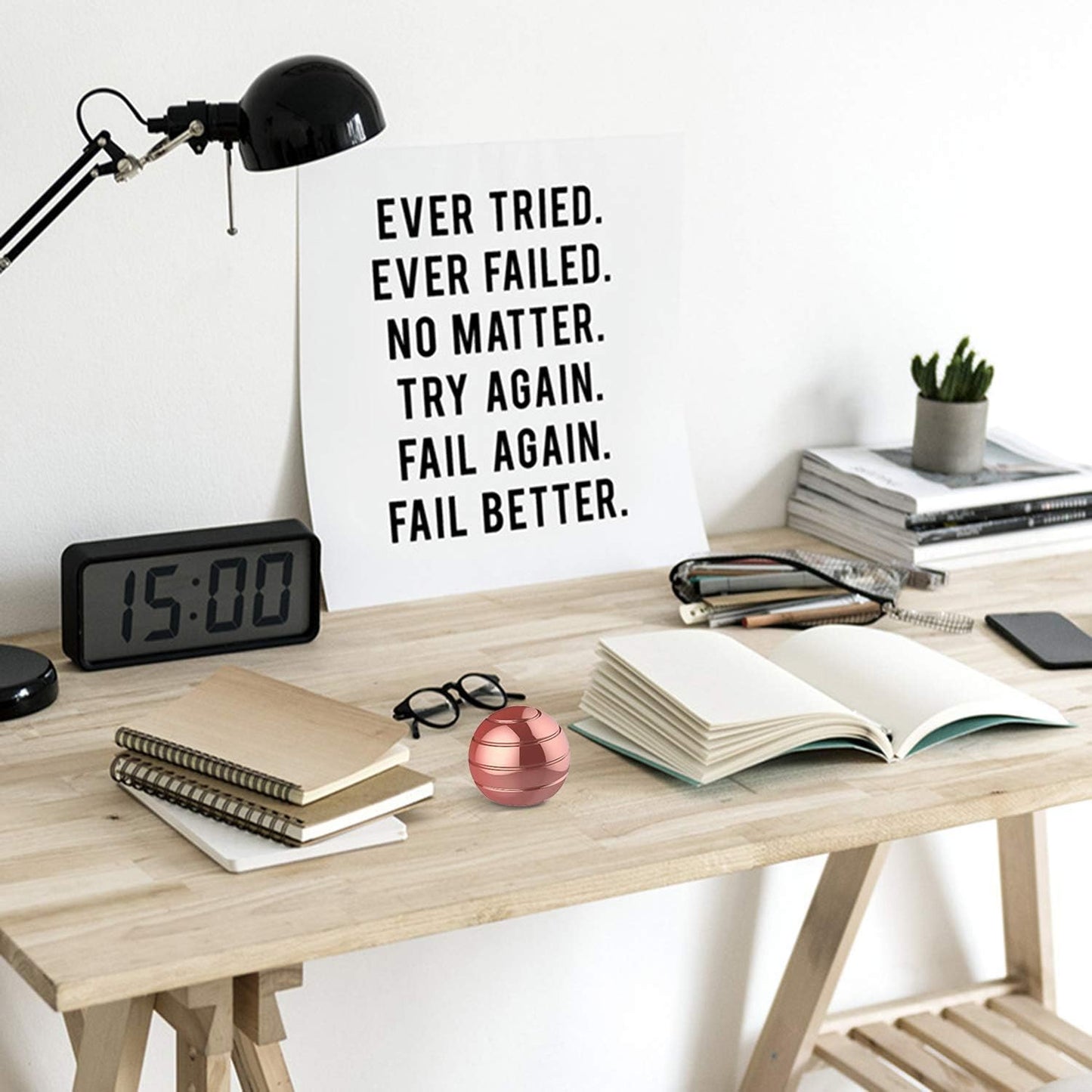 Kinetic Desk Toy,Optical Illusion Metal Fidget Spinning Ball,Office Executive Stress Relief Spinner Toys for Adults & Kids